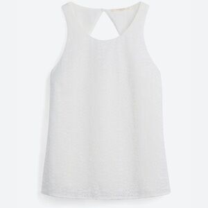 White Keyhole Embroidered Back Blouse